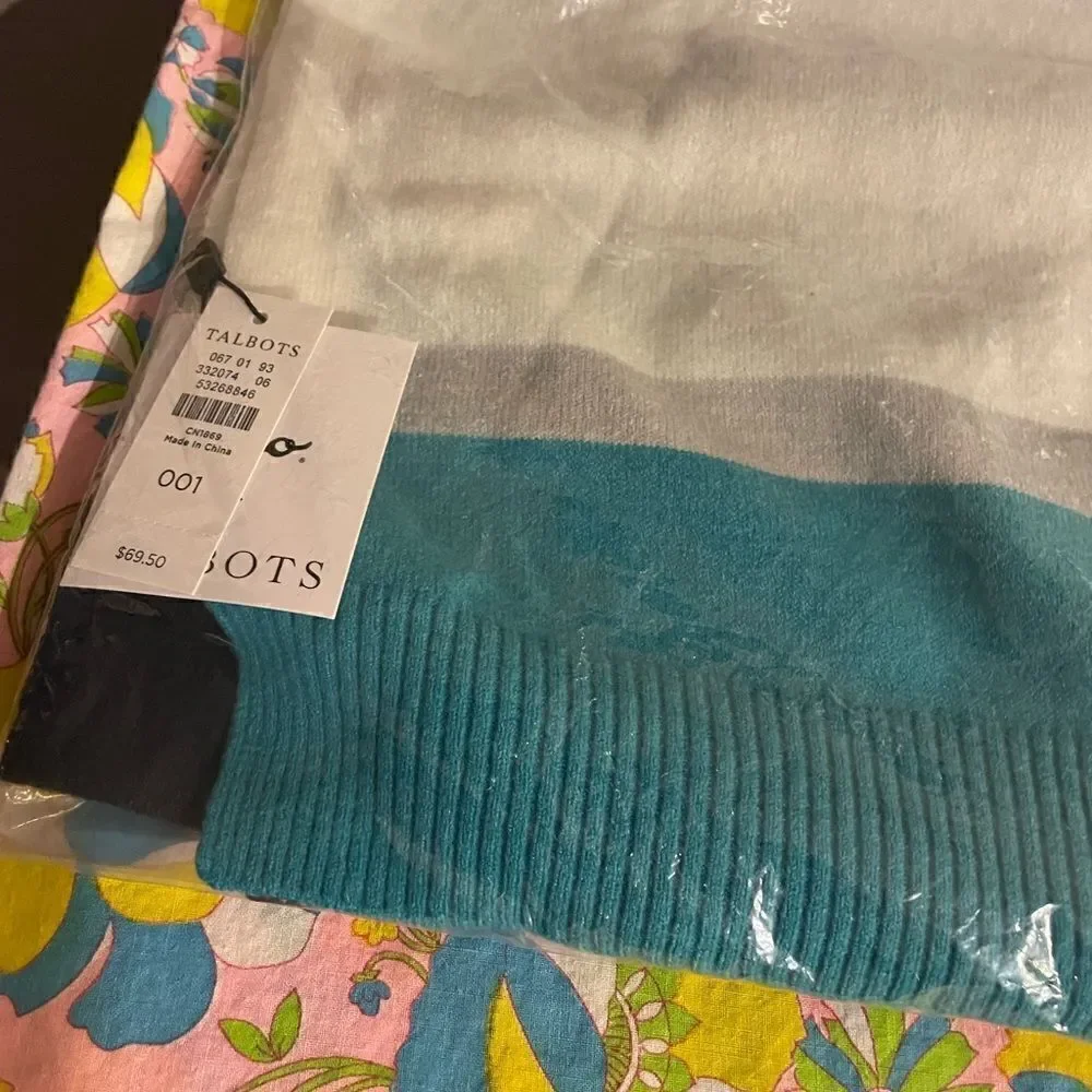 Talbots Echo Indigo Blu Scarf NWT